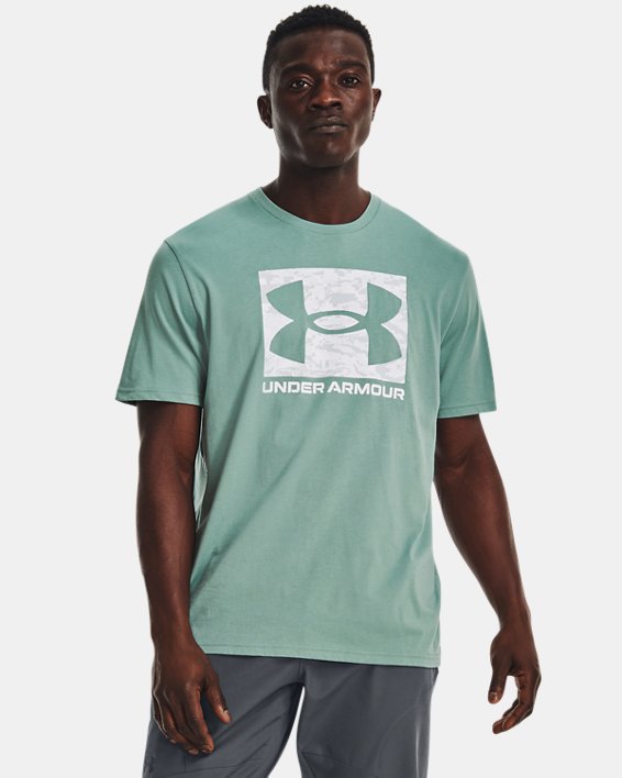 Men's UA ABC Camo Boxed Logo Short Sleeve in Green image number 0